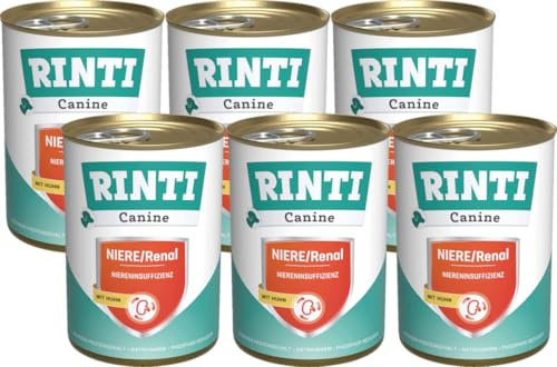 arelf Bundle RINTI Canine Niere Renal Huhn 6x400g + Alpha Spirit Snack | Proteinreduziert | phosphor- & natriumarm | ausgewählte Proteinquellen