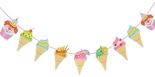 Party-Dekorationspackungen, frisches Eis, Eis am Stiel, Wimpelkette für tropische Sommerparty, Bar, Pop-Girlande, Kinder-Geburtstagsdekoration (fluoreszierendes Gelb)