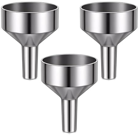 Mini Funnels 18mm Silver Aluminium Small Funnels – For Hip Flask Bottles Essential Oils Perfumes and Liquid Transfer (3 PCS)