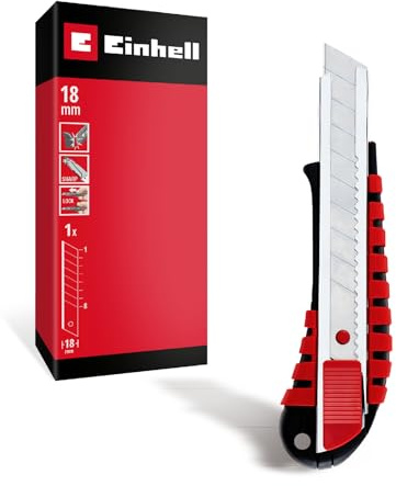 Einhell Abbrechklingenmesser, 18 mm | Metallgehäuse | Abbrechklinge | Edelstahlführung | Autolock-Funktion | manuelle Längeneinstellung