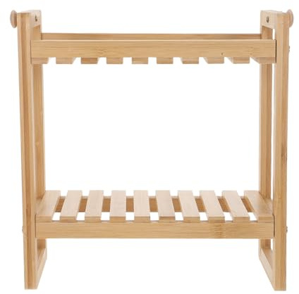 SHINEOFI Étagère de Rangement Salle de Bain en Bois Marron 2 Niveaux pour Meuble Toilette Rangement Stable Montage Simple -Dessus des WC