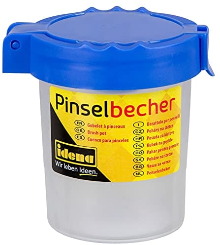 Idena 623031 - Pinselbecher mit verschließbarem Deckel, Kunststoff, blau, 1 Stück
