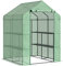 Outsunny Walk-in Small Greenhouse with Shelves, Outdoor Green House Grow House with Waterproof PE Cover and Roll-up Door, 143x143x195cm, Green