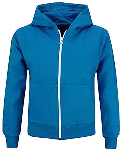 A2Z 4 Kids Girls Boys Classic Plain Full Zip-Up Hooded - Hoodie Plain Turquoise 7-8