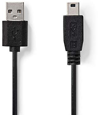 KnnX 28062 - Cable USB 2.0 - A macho a Mini-B macho - Longitud: 2 metros - Paquete de 1 - para cámera de coche, dashcam, GPS navegador, tether y más