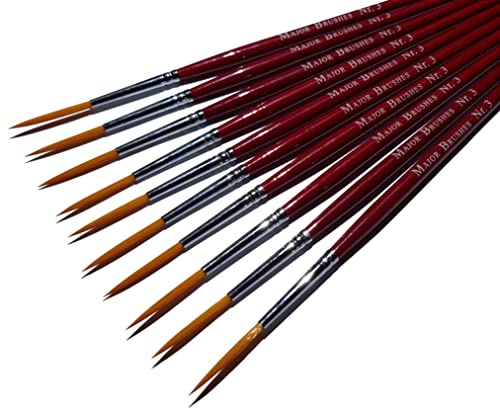Major Brushes Synthetic Rigger Brush Size 3 - Pack of 10