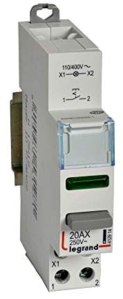 Interrupteur poussoir double fonction + voyant LED vert - contact 1NO - 110V~ à 400V~ - 1 module