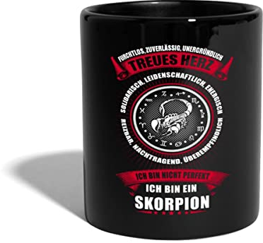 Spreadshirt Sternzeichen Skorpion Nicht Perfekt Treues Herz Tasse Einfarbig, One size, Schwarz