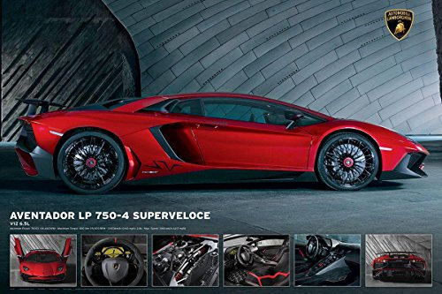 Close Up Lamborghini Aventador LP750-4 Superveloce (91,5cm x 61cm) + 1 Traumstrand Poster Insel Bora Bora zusätzlich