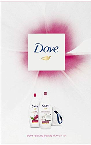 Dove Happiness Collection Trio gift set including Purely Pampering body wash 250ml, Go Fresh body wash 250ml and Luxury shower puff