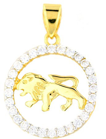 Goldanhänger Löwe Sternzeichen 585 Gold Gelbgold in 14 Karat mit Zirkonia Schmuck 2828