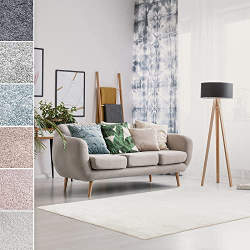 casa pura Teppich Läufer flauschig | Meterware auf Maß | Teppichläufer für Wohnzimmer, Flur, Küche usw. | kuschlig weiche Hochfloor Schlafzimmer oder Flurteppich Sundae Creme 80x400cm