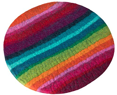Maharanis FAIRTRADE Handgefilztes Sitzkissen Stuhlkissen Untersetzer Regenbogen, Bunter Mix, 36