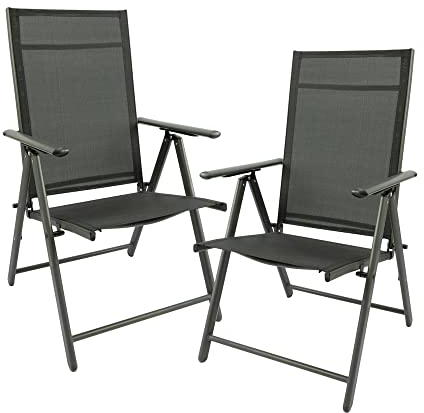 MaxxGarden 2er Set Klappstuhl - Gartenstuhl Campingstuhl Liegestuhl – Klappbarer Stuhl - Sitzmöbel Garten - Terrasse Balkon - Aluminium - Kunststoff - 56x56x110 cm