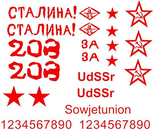 generisch Modellbau Aufkleber 1/10 UDSSR KV1 T34 Russland WWII RC Modellbau (56/16) (rot matt)