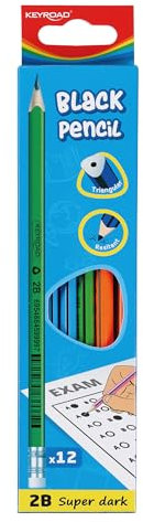 KeyRoad Holzbleistift mit Radiergummi, Bleistifte Bunt 2B, Dreieckig Schulsachen 12 Stück., Farbmix