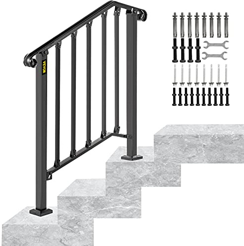 BuoQua Treppengeländer für Treppe, Handlauf, schwarz, für Treppen (2 bis 3 Stufen)