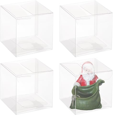 BENECREAT 60PCS 6x6x6cm Klare Würfel Hochzeitsbevorzugungskästen PVC Transparente Würfel Geschenkboxen mit Schutzfilm für Schmuck Speicher Display, Hochzeit, Ostern, Muttertag