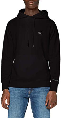 Calvin Klein Jeans Herren Sweatshirt Ck Essential mit Kapuze, Schwarz (Ck Black), S
