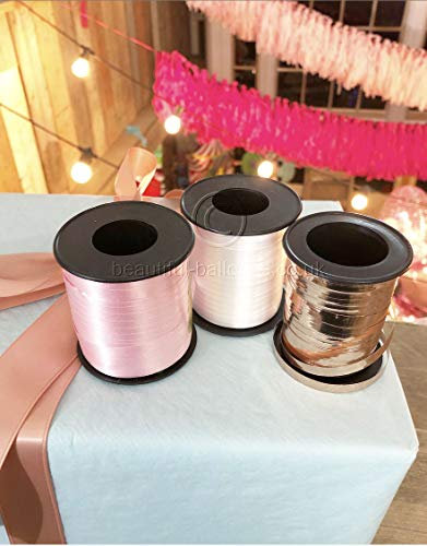 Beautiful Balloons 3 x Curling Ribbon in Rose Gold, Pink and White