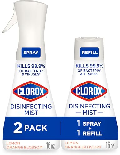 Clorox Disinfecting Mist, Lemon and Orange Blossom, 1 Spray and 1 Refill, 16 oz Each
