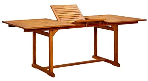 vidaXL Akazienholz Massiv Garten Esstisch Erweiterbar Gartentisch Terrassentisch Balkontisch Tisch Holztisch Gartenmöbel (150-200) x100x75cm