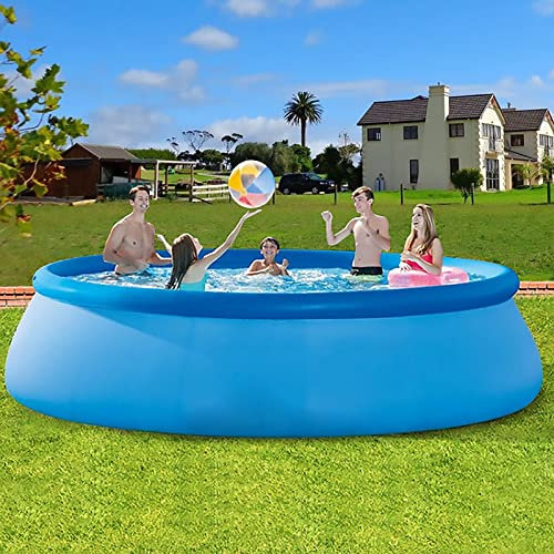 PUFAN Large family inflatable paddling pool, 12ft round kids and adults swimming center, extra thick, family inflatable pool for outdoor, garden, backyard, summer water parties, suitable for everyone
