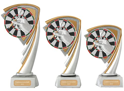 Druckspezialist Dart Pokal Pokalset CROZON Trophäe mit Gravur