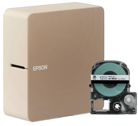 LABELWORKS Epson LW-C610PX Premium Portable Wireless Label Maker Machine for Home and Hobby - Create Sticker Labels for Crafts and Organization, Designer Tape, App Compatible