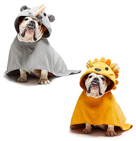 Barkbox - Premium saugfähiger Hunde-Bademantel mit Kapuze – schnell trocknendes Haustierhandtuch für Bade- und Strandausflüge – luxuriöses und weiches Bademantel-Handtuch für Hunde aller Rassen – Löwe