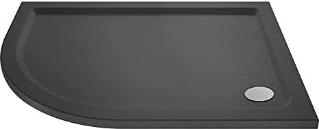 VeeBath 40mm Slate Grey Offset Shower Tray LH for Walk in Wet Room Enclosure Cubicle - 1200 x 900mm