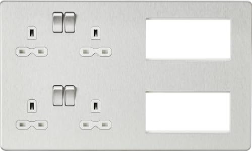 Knightsbridge Screwless Combination Plate - Brushed Chrome with White Insert