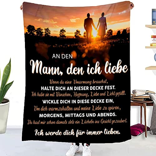 ACCZ Personalisierte Decke Geschenke für Mann, Kuscheldecke Flauschige Männer,Hochzeitstag Valentinstag Idee Jahrestag Geschenk für Ihn, Geburtstag für Männer, Ehemann, Paare
