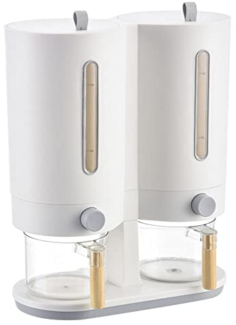 Distributeur de céréales Distributeur d'aliments secs Distributeur de riz Réservoir de riz en plastique de 5 kg Type de presse à double baril Boîte de stockage de riz automatique Distributeur de nou