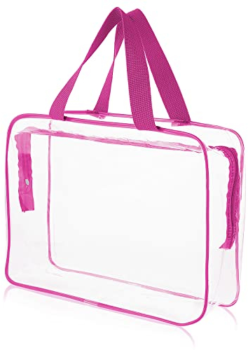 Sibba Transparente Tragetasche Große Aufbewahrungs Make Up Taschen Wasserdicht Transparent Kosmetiktaschen Reißverschluss Kulturbeutel Organizer Aufbewahrung Handtasche Reisezubehör Modisch Rosenrot