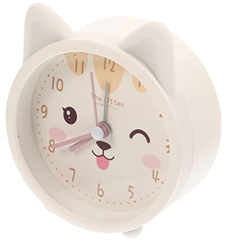 HOMSFOU Katzen Wecker Schöner Wecker Schlafsaal-tischuhr Tischuhr Für Den Haushalt Kleine Tischuhr Dekorative Tischuhr Zimmer Wecker Ohrwecker Kieselgel Kleine Uhr Weiß Student Karikatur