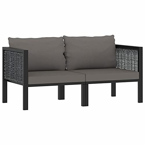 Keketa Gartenmöbel Set Gartensofa 2-Sitzer-Sofa mit Auflage Sitzgruppe Garten Garnitur Lounge Sofa Sitzgarnitur Gartenset Ecksofa Balkonlounge Terrassenmöbel Anthrazit Poly Rattan