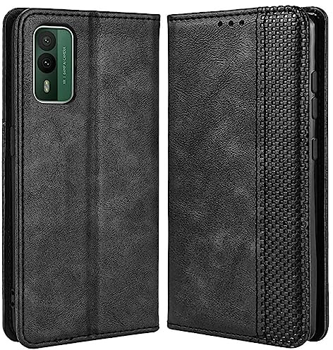 MOJIA Coque pour Nokia XR21, Étui en Cuir, PU Housse Pochette Antichoc et Anti-Rayures Fonction Stand Rabat de Portefeuille Etui Coque. Noir