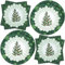 ZVK Vajilla de fiesta, Juego de Platos, Servilletas 40 piezas Árbol de Navidad vintage Juegos de vajilla para fiestas de papel Juegos de cubiertos desechables para Navidad, Año Nuevo