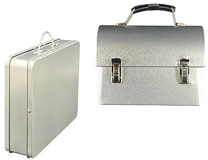 MediMuc Mini Koffer Blank Set - zwei blanke Keksdosen aus Metall mit beweglichen Henkeln - lebensmittelecht - Vol. ca. 0,8L