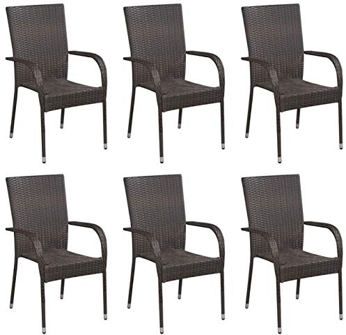 Camerina Stapelbare Gartenstühle 6 STK. Rattan Braun GartenstüHle Stapelbar Gartenstuhl Stapelbar GartenstüHle Hochlehner Garten MöBel DraußEn