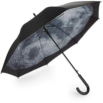 balvi Regenschirm Moon In den Farben Schwarz, Weiß Schwarz an der Außenseite und mit einem Mond an de
