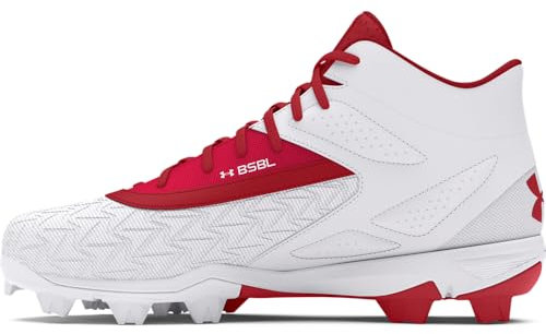 Under Armour Leadoff Mid 3.0 Baseball Cleat Sneaker für Herren, (600) Rot/Weiß/Rot, 47 EU