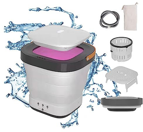 Mini Lavadora y Secadora Combo Portátil con Secado a 60/80 ℃ y UV, Mini Lavadora y Secadora Combo Rueda Ondulada 4D Portátil, Alta Potencia para Habitaciones Pequeñas, Camping, Via