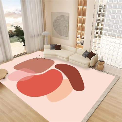 Moquette Exterieur Tapis De Salon Unicolore Carré Moderne Et Minimaliste Chambre d'enfant Court Pile Doux Lavable Chambre Tapis De Sol 60X120Cm Rose Pâle Tapis De Damier Tapis Protection Sol