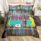 Sezhiqeu Wohnmobil Bettwäsche 135x200, 3D Muster Weich Mikrofaser Winter Bettwäsche Set Kinder-Happy-Camping Bettbezug + 2 Kissenbezug 80x80 cm mit Reißverschluss F331
