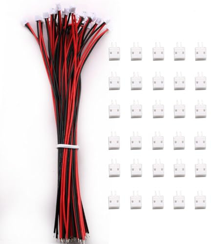 VISSQH 30 Paar JST Steckverbinder,mit 150mm 28AWG KabelJST 1.5 ZH 2 Pin Male & Female Verbindungsstecker,Mini Micro JST Kabel Buchse & Female (Rot Schwarz)