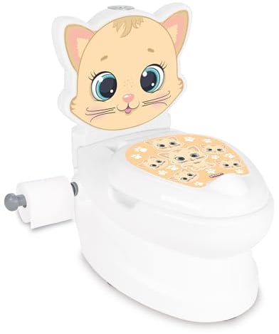 Pot pour enfants à partir de 2 ans | Toilettes pour enfants blanches avec motif et pot d'apprentissage amovible | Toilette pour enfants avec bruit de rinçage | Pot bébé avec espace de rangement