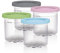 Lot de 4 récipients de rechange avec couvercles pour machine à crème glacée Ninja CREAMi - 473,6 ml compatibles avec les machines à crème glacée NC301/NC299/NC300s, anti-fuite, avec 4 cuillères