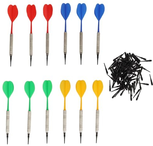 12-teiliges Dart-Set mit Weicher Spitze für Anfänger, Professionelles Indoor-Dart-Set aus Kunststoff mit 100 Dart-Spitzen, Dart-Board-Zubehör, Bar-Dart für Elektronische Dartscheiben-Spiele aus Kunsts